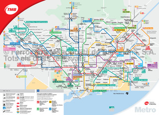 Map of Barcelona subway, tube & underground TMB network