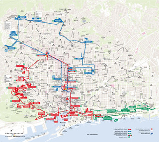 Map of Barcelona hop on hop off bus tour with Bus Turistic